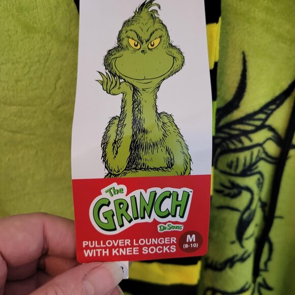 Dr. Seuss The Grinch Women’s Sleep Hoodie Lounger + Socks Set, Size - Medium NWT - Picture 6 of 7